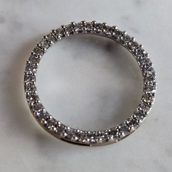 Womens Vintage Estate 10K Gold Diamond Eternity Pendant 3.3g #E7279
